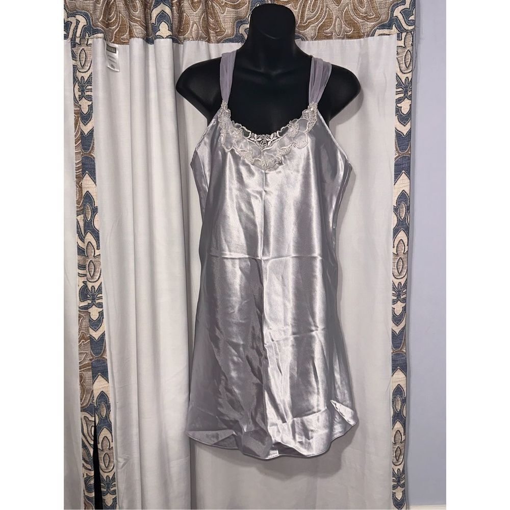 RARE Vintage Vtg California Miss full slip Cami-dress size medium purplish grey